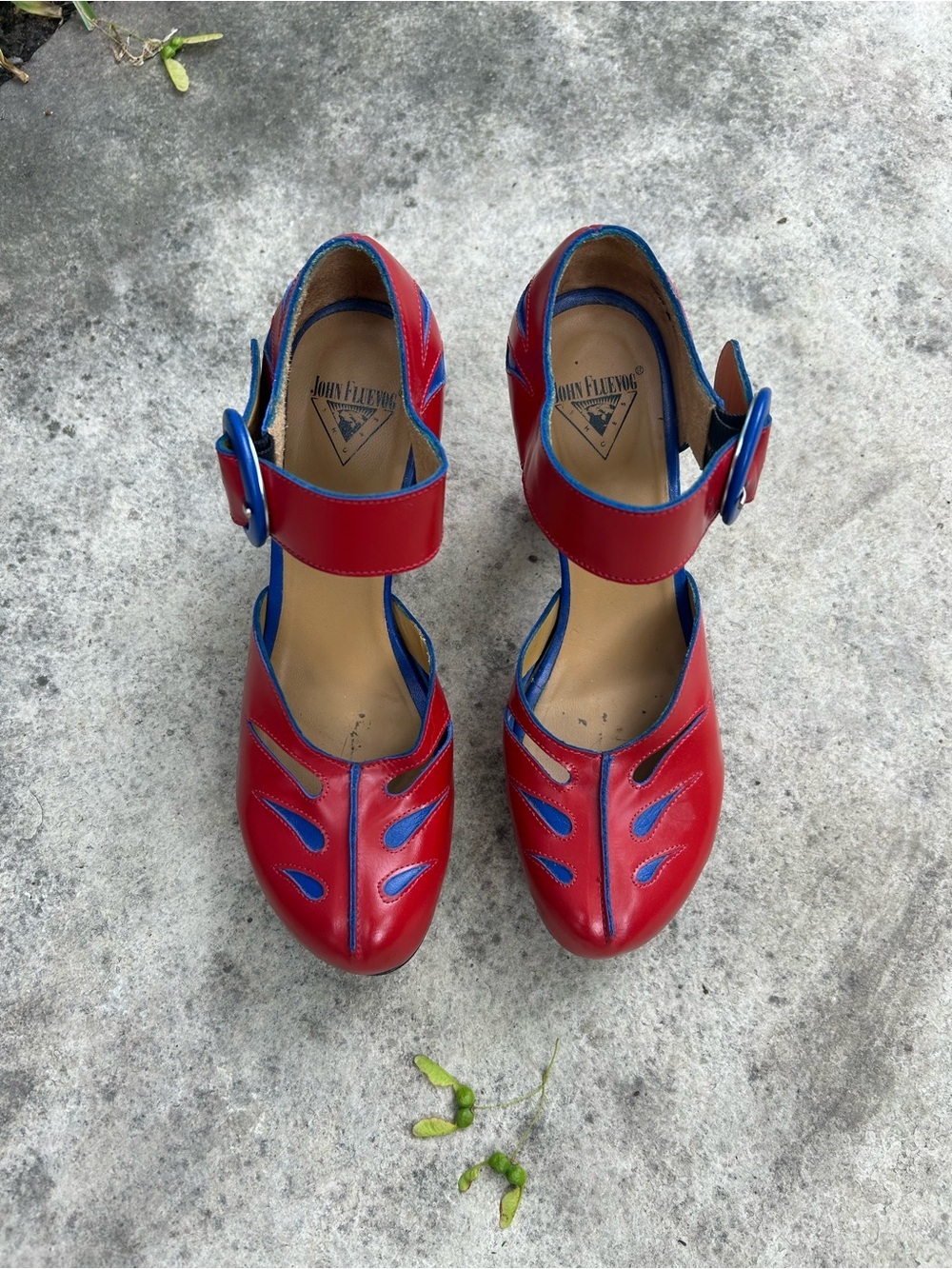 John Fluevog Views Maier Contrast Ankle strap heel, size 6.5